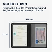 kwmobile Puzdro na vodičský preukaz a technický preukaz s priehradkami na karty - Čierna peňaženka zo syntetickej kože na pas a platobné karty 5