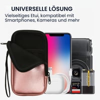 Neoprénové puzdro na telefón kwmobile XL pre smartfóny s uhlopriečkou 6,7/6,8 palca - metalická ružovozlatá - vnútorné rozmery 17,2 x 8,4 cm 4
