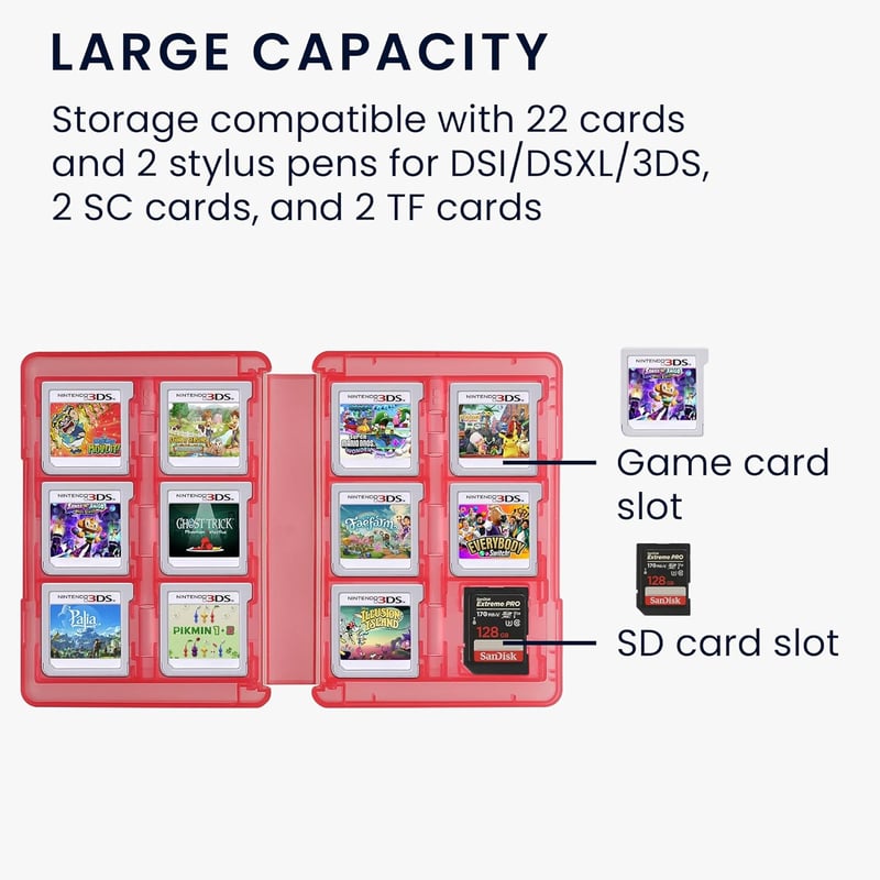 kwmobile Nintendo 3DS Játékkazetta Tároló Doboz 22 Játékhoz - Rózsaszín Tárolódoboz - Antique Pink