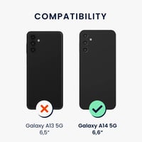 Obal kwmobile na Samsung Galaxy A14 5G z TPU – flexibilný, pogumovaný ochranný kryt, podporuje bezdrôtové nabíjanie, vo vínovej fialovej farbe 2