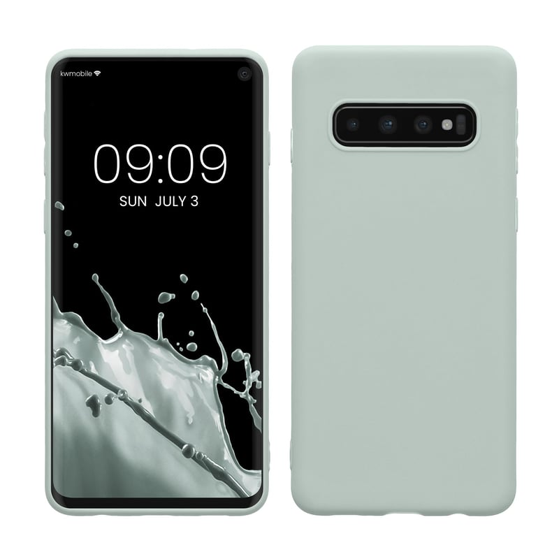 kwmobile TPU obal na Samsung Galaxy S10 – kompatibilný s bezdrôtovým nabíjaním, flexibilný silikónový ochranný kryt, mentolový