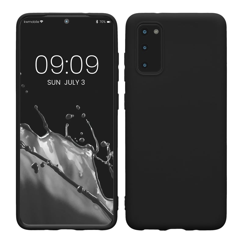 Silikónový kryt kwmobile na Samsung Galaxy S20 – Flexibilný ochranný obal z TPU kompatibilný s bezdrôtovým nabíjaním – matná čierna