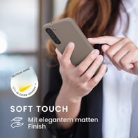 Obal na Samsung Galaxy S23 kwmobile z TPU – Pružný ochranný kryt s podporou bezdrôtového nabíjania, pogumovaný povrch, farba: taupe 4