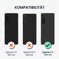 Husă kwmobile pentru Sony Xperia 1 V - Husă de protecție din silicon TPU negru, capac spate flexibil din cauciuc, compatibilă cu încărcarea wireless 2