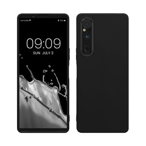 Obal na Sony Xperia 1 V kwmobile – čierny TPU silikónový ochranný kryt, kompatibilný s bezdrôtovým nabíjaním, pružný gumený zadný kryt
