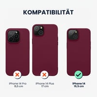 Husă din silicon kwmobile pentru Apple iPhone 14 - Husă subțire și moale, compatibilă cu încărcarea wireless - Roșu rubarbă 2