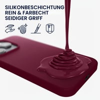 Husă din silicon kwmobile pentru Apple iPhone 14 - Husă subțire și moale, compatibilă cu încărcarea wireless - Roșu rubarbă 7