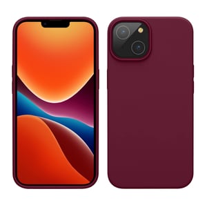 Husă din silicon kwmobile pentru Apple iPhone 14 - Husă subțire și moale, compatibilă cu încărcarea wireless - Roșu rubarbă