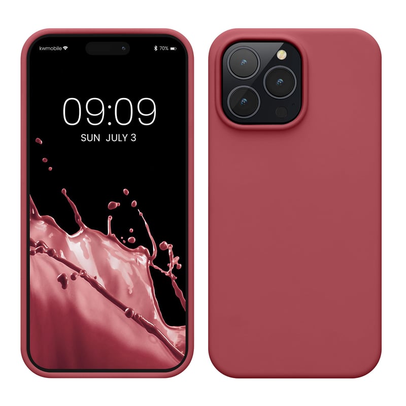 Husă din silicon kwmobile pentru Apple iPhone 14 Pro Max - Husă subțire și moale pentru telefon, compatibilă cu încărcarea wireless - Roz închis