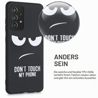 Husă din silicon kwmobile pentru Samsung Galaxy A52 / A52 5G / A52s 5G - Don't Touch My Phone - Alb Negru 3