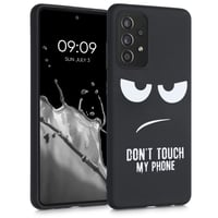 Husă din silicon kwmobile pentru Samsung Galaxy A52 / A52 5G / A52s 5G - Don't Touch My Phone - Alb Negru 1
