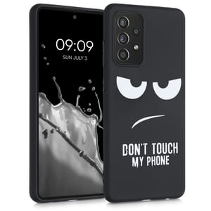 Husă din silicon kwmobile pentru Samsung Galaxy A52 / A52 5G / A52s 5G - Don't Touch My Phone - Alb Negru