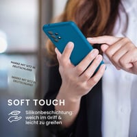 Silikónový kryt kwmobile na Samsung Galaxy A52 / A52 5G / A52s 5G, podpora bezdrôtového nabíjania, jemný povrch, Blue Reef 4