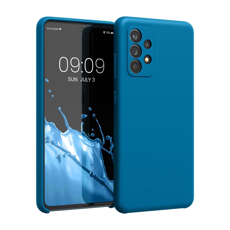 Silikónový kryt kwmobile na Samsung Galaxy A52 / A52 5G / A52s 5G, podpora bezdrôtového nabíjania, jemný povrch, Blue Reef