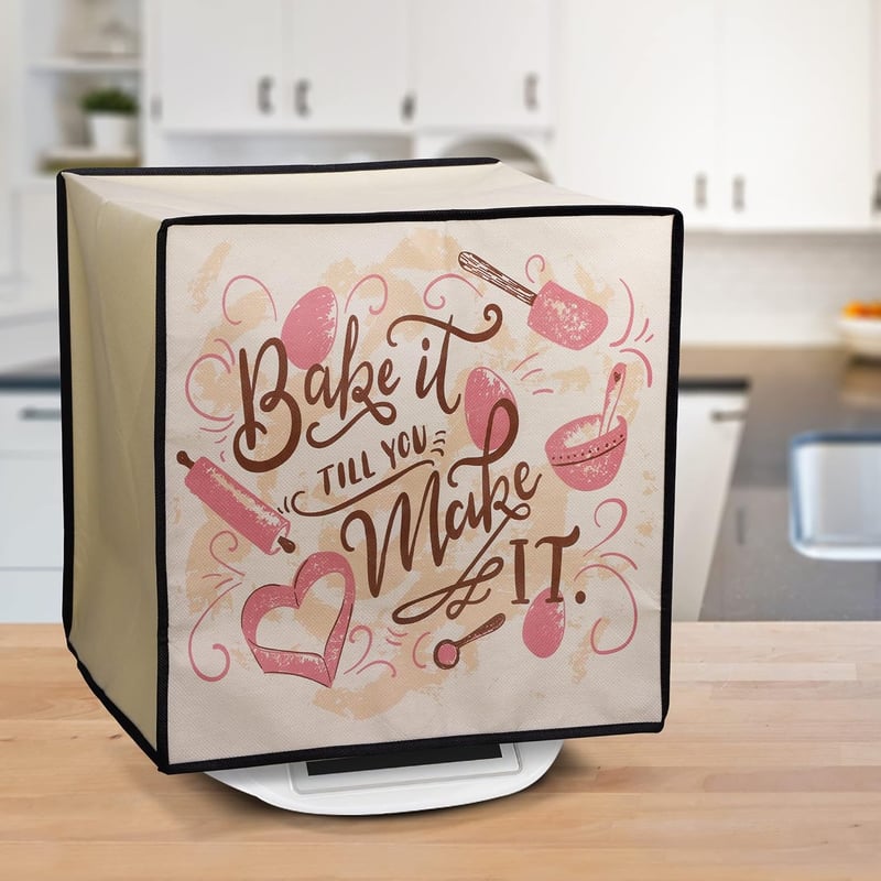 Husă kwmobile pentru Thermomix TM5/TM6 - Husă de protecție cu model de patiserie maro închis, bej și roz - Pastry Shop 18-11-08