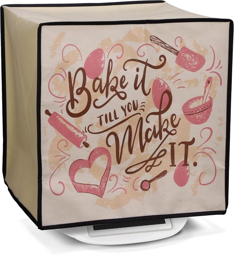 Husă kwmobile pentru Thermomix TM5/TM6 - Husă de protecție cu model de patiserie maro închis, bej și roz - Pastry Shop 18-11-08