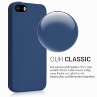 Kryt kwmobile na Apple iPhone SE (1. gen 2016) / iPhone 5 / iPhone 5S – ultra tenký ochranný kryt z TPU silikónu so zvýšenými okrajmi – námornícka modrá 3