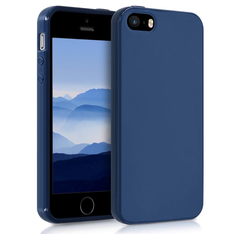Kryt kwmobile na Apple iPhone SE (1. gen 2016) / iPhone 5 / iPhone 5S – ultra tenký ochranný kryt z TPU silikónu so zvýšenými okrajmi – námornícka modrá