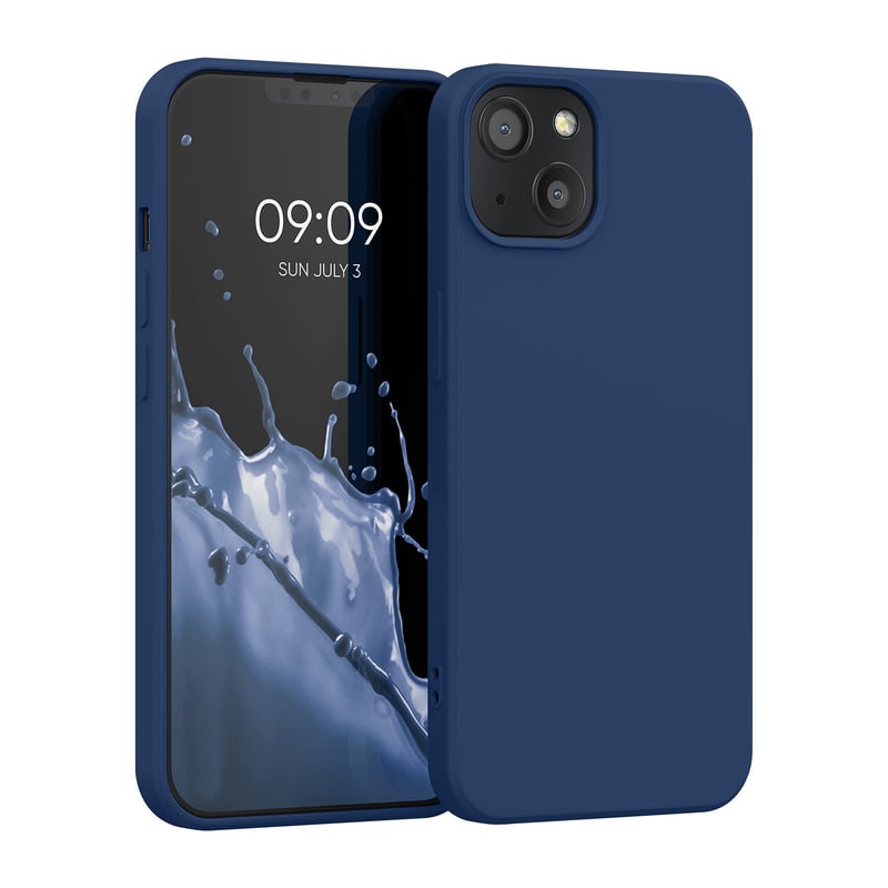 Silikónový kryt kwmobile TPU pre Apple iPhone 13 - Tenký flexibilný ochranný kryt s podporou bezdrôtového nabíjania - Tmavomodrý
