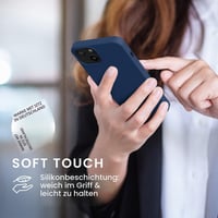Silikónový kryt kwmobile TPU pre Apple iPhone 13 - Tenký flexibilný ochranný kryt s podporou bezdrôtového nabíjania - Tmavomodrý 4