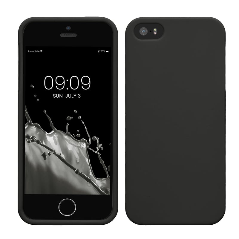 Husă kwmobile din silicon TPU pentru Apple iPhone SE (1. gen 2016) / iPhone 5 / iPhone 5S - Husă de protecție flexibilă, rezistentă la șocuri - Negru mat