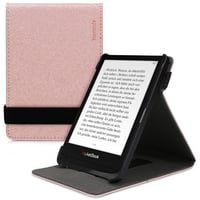 Obal kwmobile pre čítačku e-kníh Pocketbook Touch Lux 4/5/Touch HD 3/Color (2020)/Vivlio Lux 5 – Flipové puzdro zo syntetickej kože so stojanom – ružovo-zlaté 1