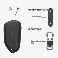 Husă cheie auto kwmobile pentru VW Golf 8 cu 3 butoane - carcasă de protecție din piele naturală - gri închis 4