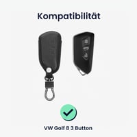Husă cheie auto kwmobile pentru VW Golf 8 cu 3 butoane - carcasă de protecție din piele naturală - gri închis 6