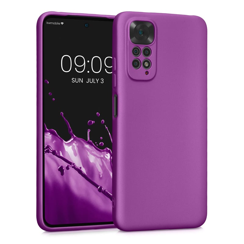 Silikónový kryt kwmobile na Xiaomi Redmi Note 11 / Note 11S – Mäkký ochranný obal s metalickým leskom – Metalická fialová