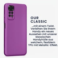 Silikónový kryt kwmobile na Xiaomi Redmi Note 11 / Note 11S – Mäkký ochranný obal s metalickým leskom – Metalická fialová 3