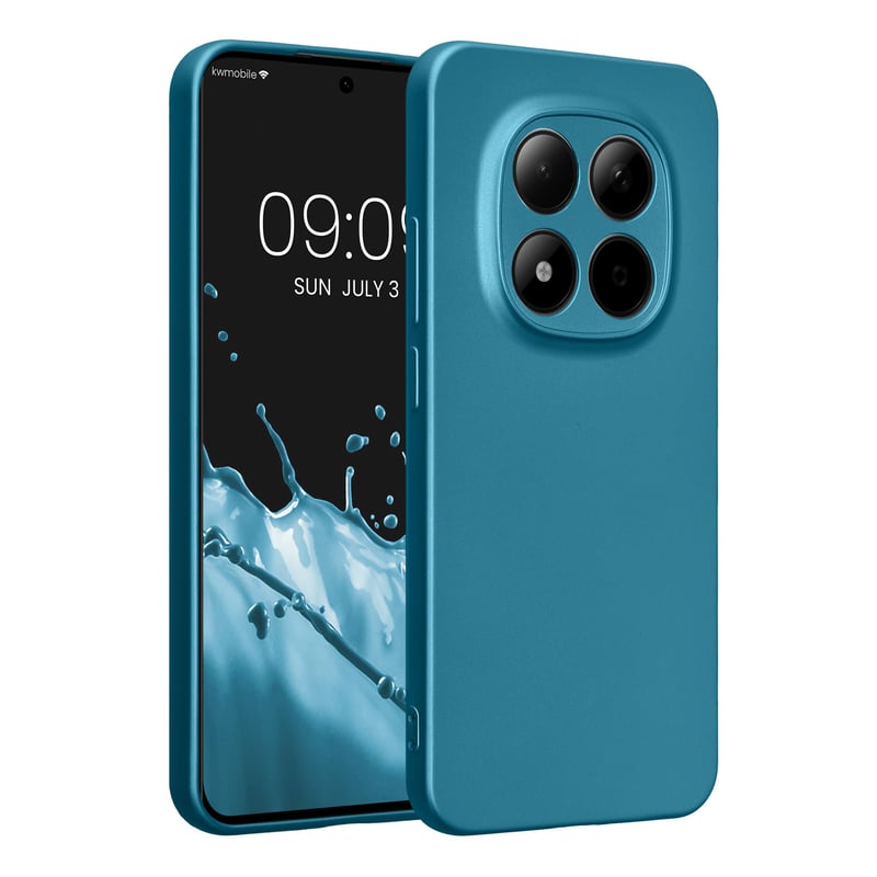Husă din silicon kwmobile pentru Xiaomi Redmi Note 15 Pro 5G - Husă de protecție moale cu aspect metalic - Albastru caraibian metalizat