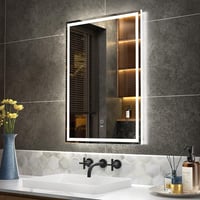 KWW 50x70 cm LED Fürdőszobai Tükör - Páramentesítő, Fényerőszabályozós, Érintésvezérelt, Fali Sminktükör, Állítható Színhőmérséklet 1