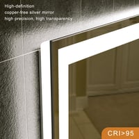 KWW 50x70 cm LED Fürdőszobai Tükör - Páramentesítő, Fényerőszabályozós, Érintésvezérelt, Fali Sminktükör, Állítható Színhőmérséklet 3