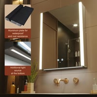 KWW LED Fürdőszobai Tükrös Szekrény USB Aljzattal, Állítható Színhőmérséklet, Páramentesítő 5