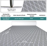 KXKZREN EVA hab csónak padló 6mm öntapadós szürke gyémánt mintás 238x111cm 6