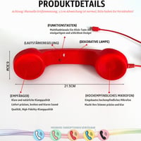 Căști Retro Kyduu pentru Telefon Mobil, cu Conector USB-C, Buton de Răspuns, compatibile cu Android și iPhone 15, Roșu 5