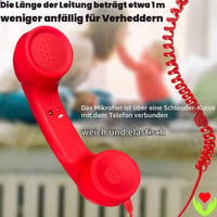 Căști Retro Kyduu pentru Telefon Mobil, cu Conector USB-C, Buton de Răspuns, compatibile cu Android și iPhone 15, Roșu 4