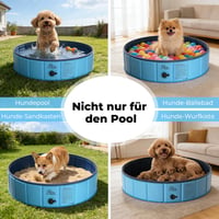 KYG Bazen za pse 160x30 cm - Sklopiv, protuklizni, s ispusnim ventilom i 4 zakrpe za popravak - Bazen za kupanje pasa svih veličina, K 8