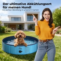 KYG Bazen za pse 160x30 cm - Sklopiv, protuklizni, s ispusnim ventilom i 4 zakrpe za popravak - Bazen za kupanje pasa svih veličina, K 9