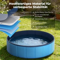 KYG Bazen za pse 160x30 cm - Sklopiv, protuklizni, s ispusnim ventilom i 4 zakrpe za popravak - Bazen za kupanje pasa svih veličina, K 4