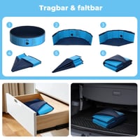 KYG Bazen za pse 160x30 cm - Sklopiv, protuklizni, s ispusnim ventilom i 4 zakrpe za popravak - Bazen za kupanje pasa svih veličina, K 7