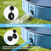 KYG Bazen za pse 160x30 cm - Sklopiv, protuklizni, s ispusnim ventilom i 4 zakrpe za popravak - Bazen za kupanje pasa svih veličina, K 5