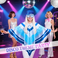 5-dielna sada kostýmu ABBA pre ženy Kyndara - Disko pončo, klobúk, parochňa, náušnice, okuliare - Retro párty doplnky v štýle 70. rokov 6