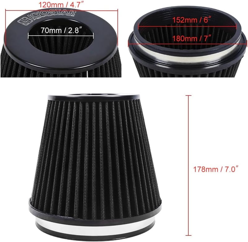 Kyostar 152mm Hideglevegő Szűrő Fekete Univerzális Légbeszívás Csere