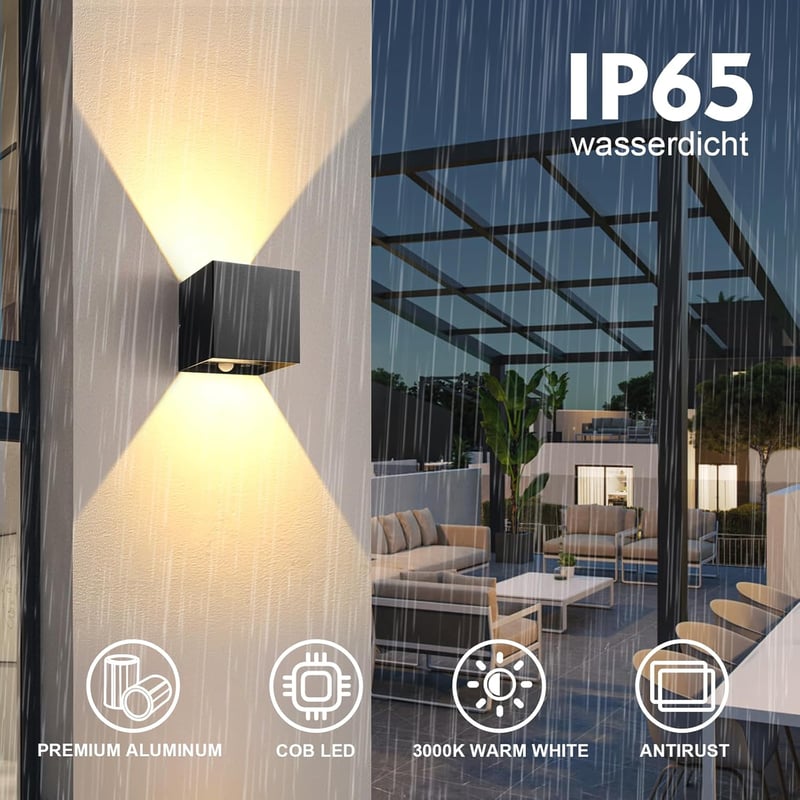 KYOTECH 12W LED fali lámpa mozgásérzékelővel IP65 meleg fehér kültéri