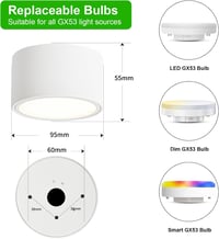 KYOTECH GX53 LED felületre szerelhető spotlámpa 6W 4000K - matt fehér - Ø95x55 mm 3