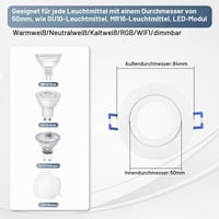KYOTECH GU10 Ugradbena reflektorska svjetiljka set 4 komada bijela IP44 vodootporna 230V okrugla stropna svjetiljka promjer otvora 68 mm s grlom GU10 za LED ili halogenu žarulju 3