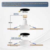 KYOTECH GU10 Ugradbena reflektorska svjetiljka set 4 komada bijela IP44 vodootporna 230V okrugla stropna svjetiljka promjer otvora 68 mm s grlom GU10 za LED ili halogenu žarulju 4