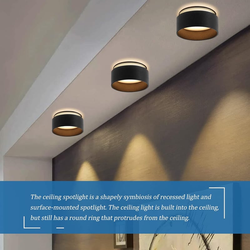 KYOTECH Indirekt Mennyezeti Spotlámpa LED 5W Meleg Fehér 3000K 400LM Fekete