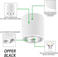 KYOTECH LED Beépíthető Mennyezeti Lámpa Forgatható 80mm Meleg Fehér 3000K 3